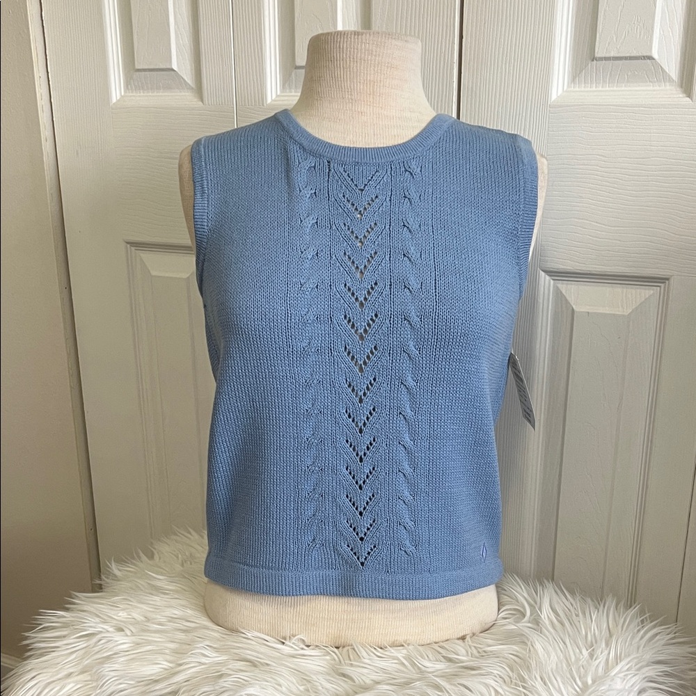 St. John Sport Vintage Light Blue Round Neck Knit Tank Top Size Small